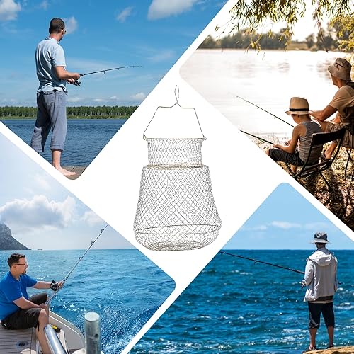 1 pezzo Rete da Pesca con Trappola per Granchi, Cestino Pieghevole per Granchi, Rete da Pesca Pieghevole in Metallo, Design pieghevole, può contenere più pesci, diametro: 30cm, altezza: 39cm - Ysert
