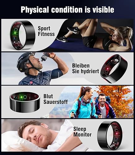 Anello intelligente Android e iOS 2024. Dati di misurazione accurati certificati SGS: anello per uomo e donna. Nuovo chip Bluetooth 5.0 ZNZ – connessione stabile: tracker del sonno, anello - Ysert