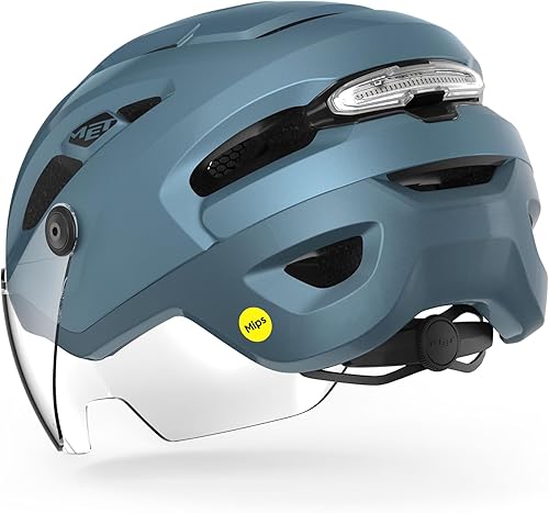 Casco E-Bike da Città MET Intercity MIPS - Sicuro, con Ampia Visiera Regolabile e Protettiva, Luce USB, Confortevole - Ysert