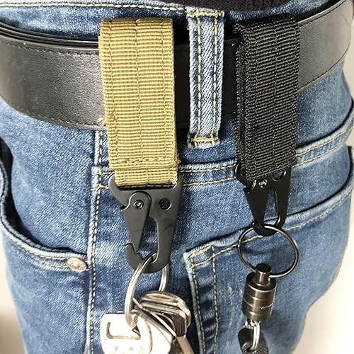 Portachiavi tattico clip da cintura Molle Strap Attachment Strap Clip da appendere, Nero - Ysert