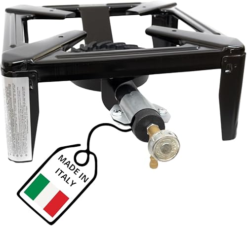 Fornellone Gas Esterno Campeggio Nero 40 x 40 x 19 cm Bruciatore Ghisa Metallo Pentole Pesanti Portatile - Ysert