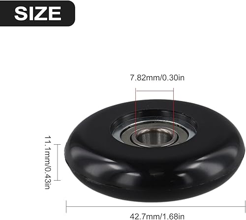 Ruote di ricambio per vogatore, 8 x 43 x 11 mm, con cuscinetto, cuscinetto per vogatore, 4 pezzi - Ysert