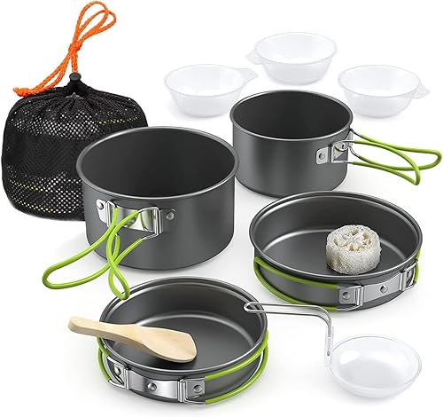 Lixada Set da Cucina Portatile, Multifunzione, per 2-3 Persone, per Campeggio, Picnic, Escursioni, attività all’Aperto, Pot + Pan - Ysert