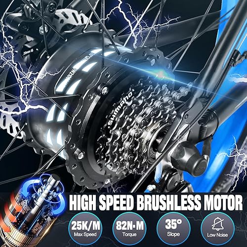 PHILODO Bicicletta elettrica per adulti, 26 x 4,0 pollici Fat Tire 48V 17,5Ah/22Ah batteria rimovibile Ebike Biciclette elettriche, 21 velocità, freno a disco idraulico - Ysert
