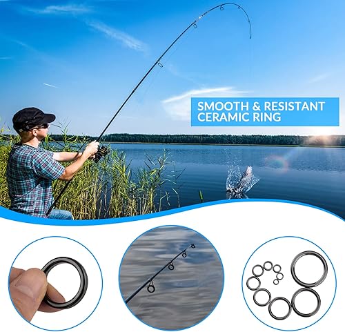 THKFISH Anelli Canna da Pesca Kit Riparazione Canna da Pesca Anello Guida Canna da Pesca Guide in Ceramica Anello 40 Pz - Ysert