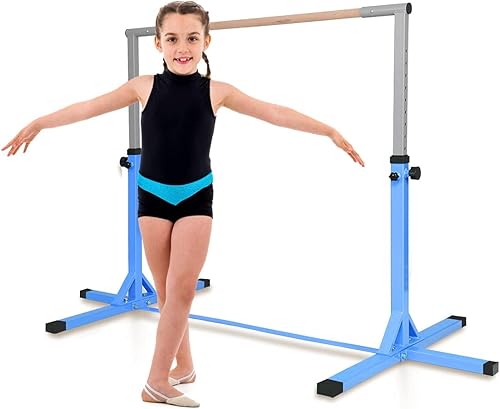 Sbarra da Ginnastica Artistica in Legno Massello e Acciaio, Sbarra da Danza Classica per Casa Regolabile in Altezza tra 91 e 150 cm, con Portata di 100 kg, 200 x 121 x 91/150 cm - Ysert