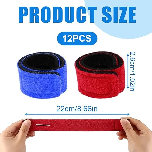 EIHI12 pezzi cinghie elastiche per canne da pesca cinghie elastiche regolabili per fissare canne da spinning, canne da alimentazione, protezioni per canne (rosso blu) - Ysert