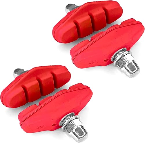 cyclingcolors 4x Pattini Freno Bici Corsa City 50mm Ganasce Pastiglie con Vite Bicicletta Freni Ricambio, rosso - Ysert