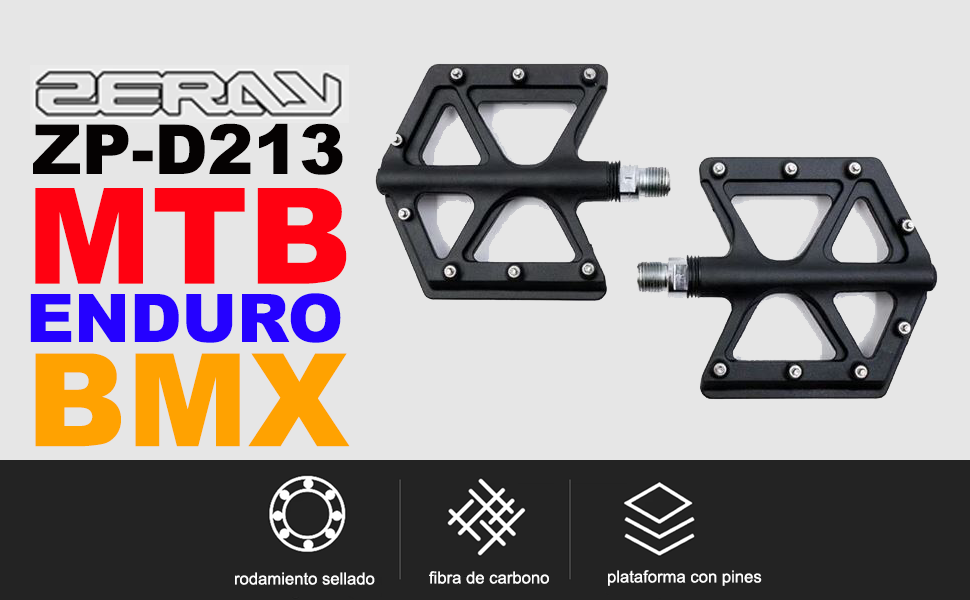 pedali piattaforma ZERAY ZP-D213 carbonio pin mtb enduro ghiaia cuscinetto sigillato cromo