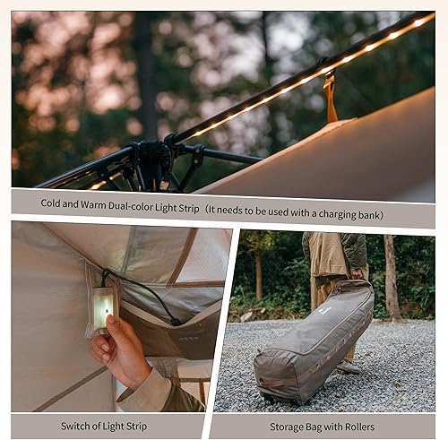 Naturehike Village 17.0 ㎡ Tenda familiare pop-up tenda da campeggio, tenda da campeggio per 4-6 persone, grande tenda a tunnel con colonna d'acqua 2000 mm - Ysert