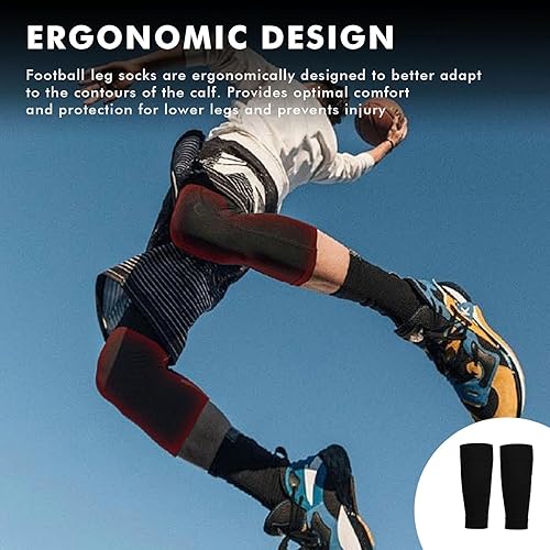 6 Pizze di Calzettoni Parastinchi Anti-Scivolo per Calcio – Alta Qualità, per Bambini e Adulti, Nero - Ysert
