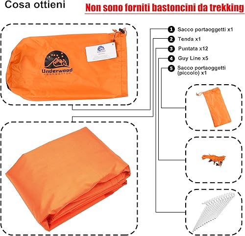 Tenda da Campeggio per 1/2 Persone - Tenda da Trekking Ultraleggera, Tenda Impermeabile, Tenda Compatta con Dimensioni ridotte per bicicletta, motociclo(Senza Bastoncini da Trekking) - Ysert