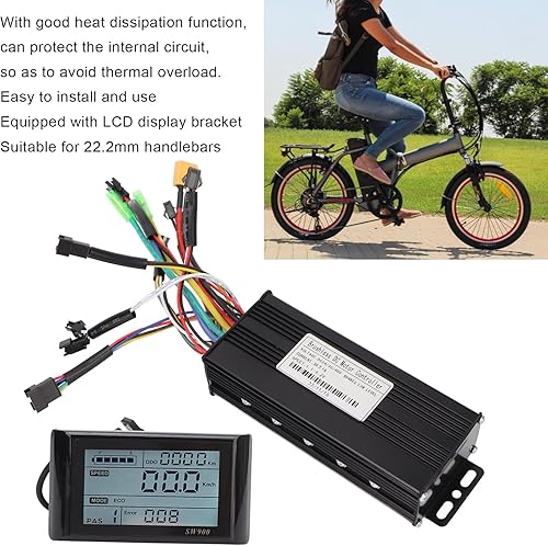 Kit Controller Motore Brushless Bici Elettrica, DC 24V 36V 48V 750W 1000W 30a 3 modalità Controller Brushless Onda Sinusoidale SW900 Kit Pannello Display LCD per Scooter Bicicletta Elettrica - Ysert