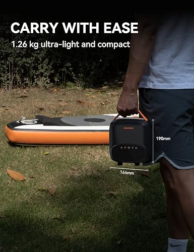 AIRBANK Mini Pompa d'Aria Elettrica per SUP PUFFER Pro, Ricaricabile, Automatica a Doppio Stadio per Gommone Gonfiabile, Wing Foil & Kite, Materasso - Ysert