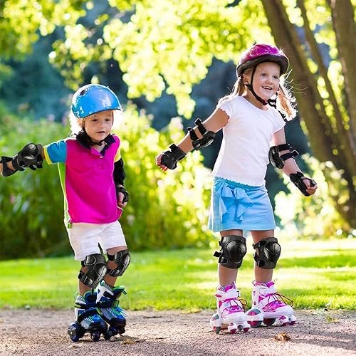 Set di protezioni sportive per bambini, 6 pezzi, protezioni per polsi, ginocchiere, gomitiere, protezione per bambini, skateboard, pattinaggio, ciclismo, equitazione, scooter, blu - Ysert