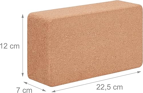 Relaxdays Mattoncini da Yoga. Set da 2 Blocchi in Sughero, Blocchetti per Esercizi, 12x22,5x7 cm, Antiscivolo, Marrone, 12 x 22.5 x 7 cm - Ysert