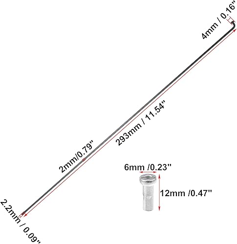 36pz Bicicletta Carbonio Acciaio Raggi 14G 293mm con Cappucci Nero - Ysert