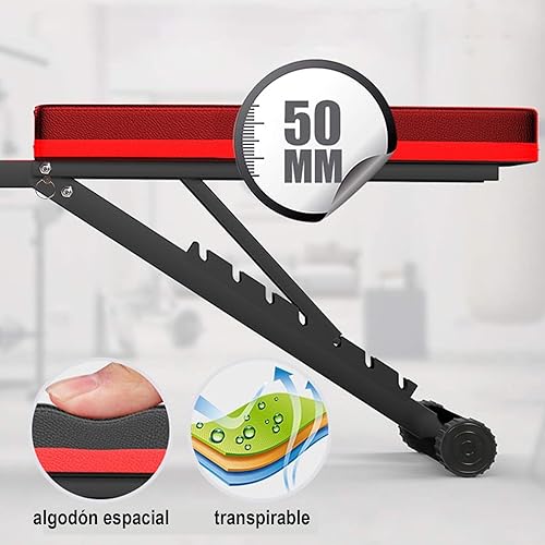 Panca Pesi 5-in-1 Regolabile Multifunzione, Pieghevole da Allenamento per Addominali, 7 Direzioni Schienale Regolabile, Fitness per Casa Palestra Max 150kg - Ysert