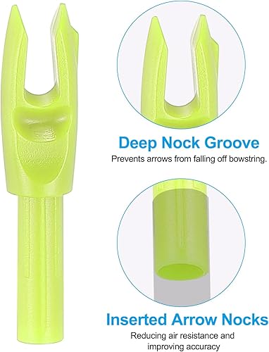 Frecce per Tiro Arco Nocks 4,2mm 0,165', 50pz Inserto Nock Frecce di Ricambio per Frecce Caccia Arco Composito Arco Ricurvo, Giallo - Ysert