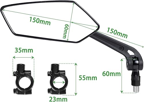 Set di 2 specchietti retrovisori di sicurezza regolabili a 360° per manubrio della bicicletta, vetro HD antiriflesso, resistenti alle vibrazioni e durevoli, universali 21 – 32 mm (mountain - Ysert