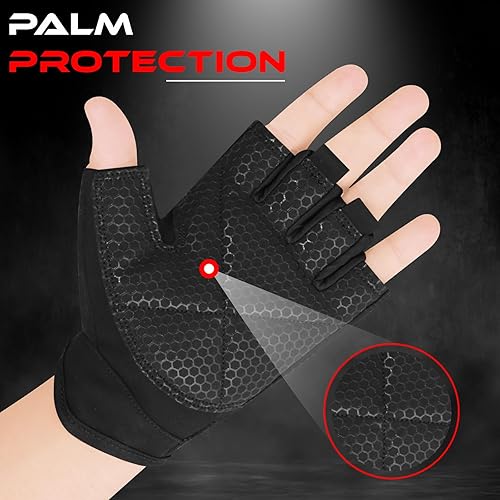 Guanti da palestra per allenamento pesi guanti da uomo e donna traspiranti antiscivolo in silicone imbottito palmo protezione per esercizi di allenamento a mezze dita pull up manubri ciclismo - Ysert