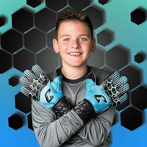 CATCH & KEEP Guanti da portiere Kralle Junior Pro 3.0 - Guanti portiere bambino - Falcon Grip ultra forte - Ottima vestibilità per bambini (5, Blu) - Ysert