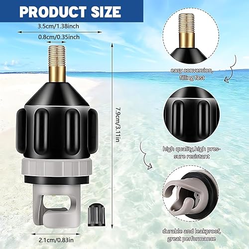 OIGWBPH Adattatore per Pompa di Supporto, per Kayak, Valvola, Convertitore di Valvola d'Aria Multifunzionale Gonfiabile, per Tavola da Surf, Paddle, Kayak, SUP, Gommone - Ysert