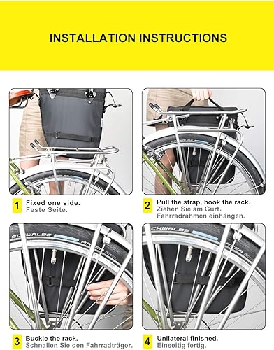 Rhinowalk 3 IN 1 Bike Pannier Bag Multifunzionale Bicicletta Posteriore Rack Carrier Bag Zaino con Parapioggia - Ysert