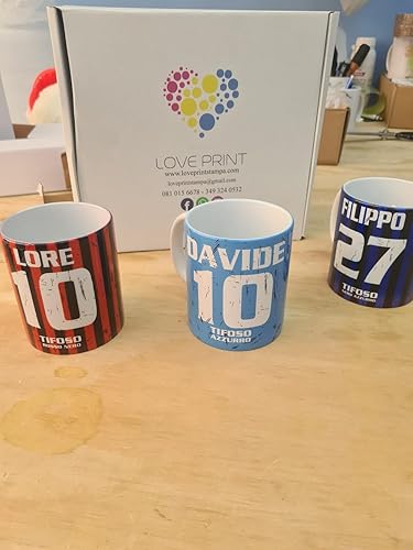 Tazza Tifoso Calcio Serie A Tifoso Genoa Personalizzata con nome e numero Misura 23x11 in Ceramica Sublimatica - Ysert