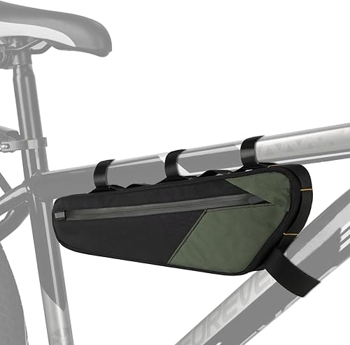 Borsa Bici Telaio Borse Tubo Centrale per Bicicletta MTB Impermeabile con Strisce Riflettenti Grande Capacità ca. 2.5L per Porta Attrezzi Bici da Corsa Accessori Lucchetto 380*115*55mm(arancione) - Ysert