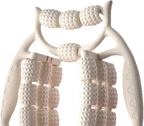 Rullo muscolare a mano per le gambe rulli per gambe rulli per gamba di cellulite 24 ruote strumenti di massaggio per il collo golfista, Bianco - Ysert