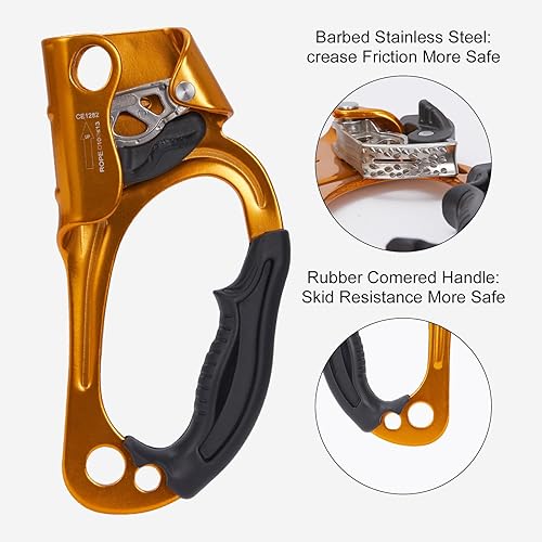 SOB Ascendente per Arrampicata Discensore per Arrampicata per Ascensori Maniglia Corda di Montata a Mano Sinistra/Destra per Attrezzature da Arrampicata Corda 8mm-13mm - Ysert