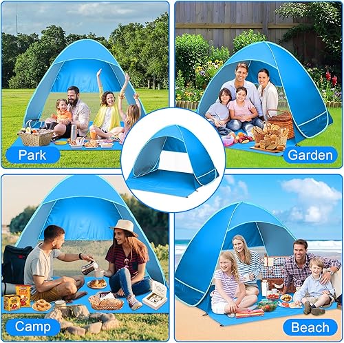 Tenda da Spiaggia Portatile, con Protezione Solare dai raggi UV UPF 50+, Tenda Spiaggia Pop-up per 2-4 Persone, Tenda da Spiaggia Antivento per Pesca Campeggio, Viaggi, Vacanza in Spiaggia - Ysert