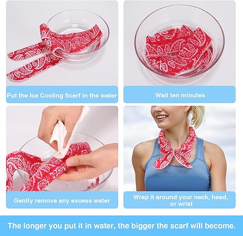 IHLOOTD Sciarpa Rinfrescante, 5pcs Asciugamano per Il Ghiaccio Estivo, Traspirante Bandana Rinfrescante Istantaneo, Fasce Raffreddamento per Il Collo, per Passeggiate Equitazione All'Aperto (A) - Ysert