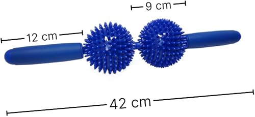 ATC Handels GmbH Rullo massaggiante con 2 palline – palla riccio 9 cm – per massaggi rilassanti – strumento ideale per rilassamento muscolare e massaggio ai piedi, facile da maneggiare ed efficace - Ysert