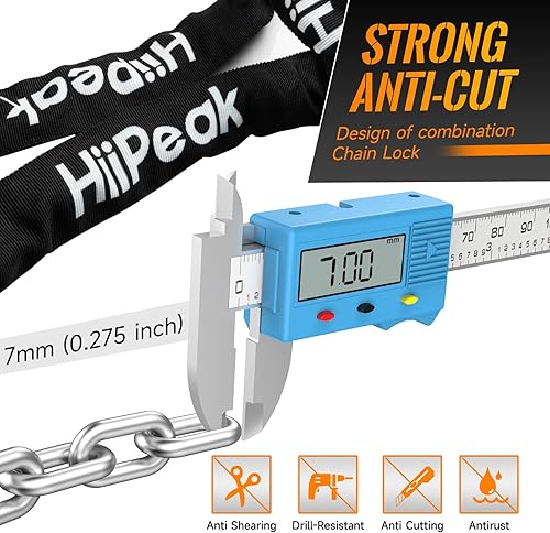 Hiipeak Catena Bici Catena Bicicletta Antifurto, Lucchetto per bicicletta Lucchetto a combinazione, lucchetto a combinazione per bicicletta protezione antifurto lucchetto a catena per bicicletta, moto - Ysert