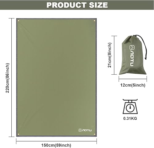 flintronic Telo per Tenda Impermeabile, Riparo da Campeggio Impermeabile Leggero, Telone Leggero per Amaca, per Escursionismo, Campeggio - Ysert