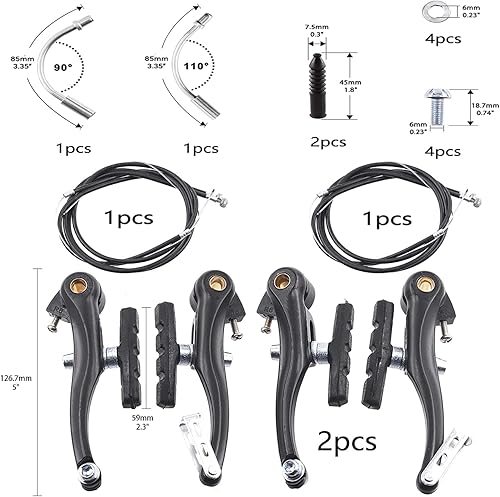 Freno a V per Bicicletta,Freno a V Anteriore Posteriore,Set Freno per Bicicletta,Set Freni per Bicicletta in Alluminio,Freno Anteriore Posteriore V Brake, per Bici da Corsa, Bici da Città, e-Bike - Ysert