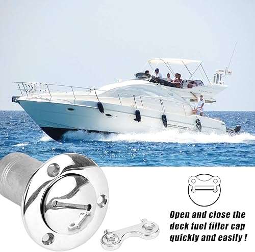 Barca Serbatoio Deck Filler Chiave di Ricambio Barca Durevole Deck Riempimento Chiave Piastra in Acciaio Inox 316 Heavy Duty Marine Gas cap Aperto Strumento di Sostituzione for Deck Filler 3 Pezzi - Ysert