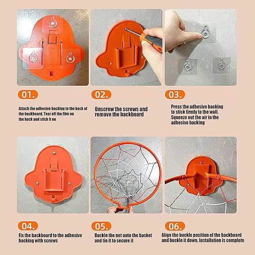 Canestro da basket per interni, 32 cm, silenzioso, rimbalzante silenzioso, giocattolo da parete per bambini all'aperto - Ysert