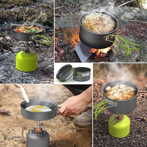 Lixada Set da Cucina Portatile, Multifunzione, per 2-3 Persone, per Campeggio, Picnic, Escursioni, attività all’Aperto, Pot + Pan - Ysert