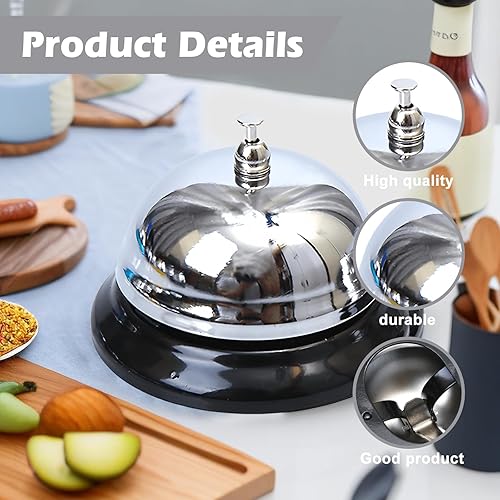4 campanelle da tavolo: campanello da tavolo con campanello croccante in acciaio inox, campane per reception, campana per la nave per ristoranti, hotel, bar, cucina - Ysert