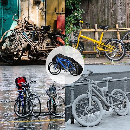 Telo Copri Bicicletta Impermeabile Anti-UV per 2 Bicicletta, Copribici Copertura 190T Custodia Protettiva per Bicicletta - 200×90×110cm, Nero - Ysert