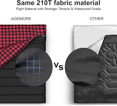 Sacco a pelo doppio in flanella di cotone per campeggio, zaino in spalla o escursionismo. Sacco a pelo per 2 persone impermeabile per adulti o ragazzi. Camion, tenda o materassino a pelo, - Ysert