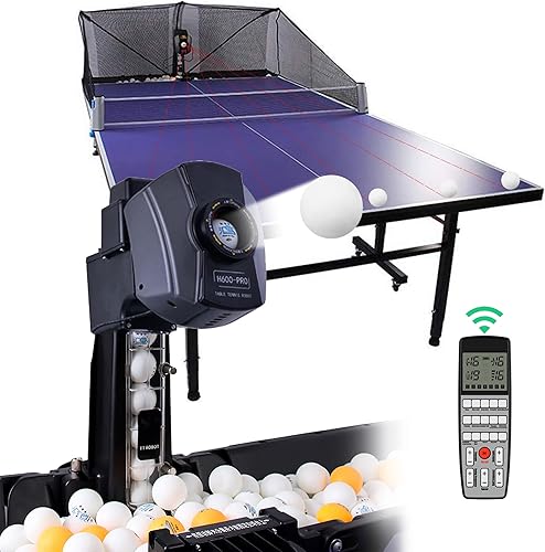 Robot da Ping Pong, 50W Macchina Automatica per Palline da Ping Pong con Rete per la Raccolta delle Palline per Allenamento, 36 Diverse Palline Rotanti - Ysert