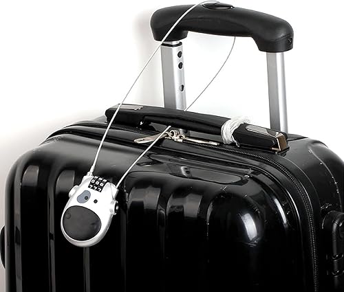 Lucchetto Per Valigia Bici,Lucchetto Con Cavo,Lucchetto Per Casco Moto,Lucchetto Con Codice a 3 Cifre,lucchetto Scooter,Lucchetto a Combinazione Bici,Lucchetto Universale a Codice Argento - Ysert