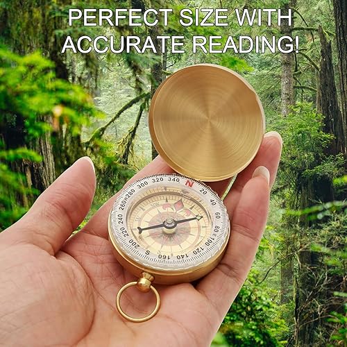 Bussola Militare in Metallo Mini Bussola di Navigazione Portatile in Rame, Impermeabile e Luminosa, Che Brilla al Nero, Multifunzionale Retro con Inclinometro per Escursioni - Ysert