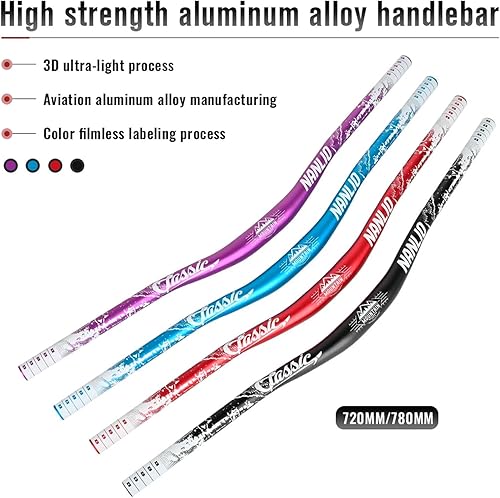 YLME Manubrio della Bicicletta, Manubrio A Forma di Rondine per Bicicletta MTB, Maniglia per Bici Ultraleggera da 31,8 * 680 Mm/720/780 Mm, per Ciclismo su Strada di Montagna BMX - Ysert