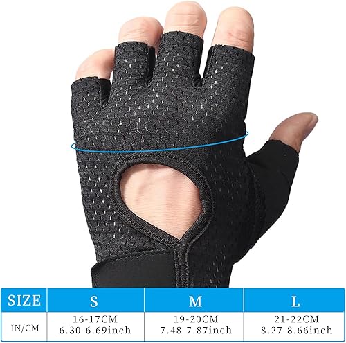 1 Coppia Nero Guanti Palestra Mezzo Dito Uomo, Durevole Guanti da Fitness Traspiranti, Mezze Dita Guanti Palestra Antiscivolo Per Sollevamento Pesi, Ciclismo e Sport All'Aperto - Ysert