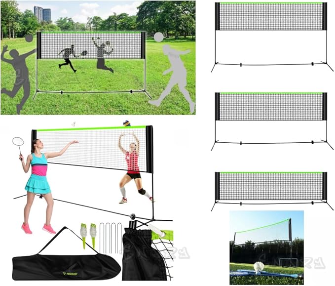 Rete da pallavolo Professionale Rete da Giardino con Pali Altezza regolabile altezza massima 255 cm rete Portatile per Bambini e Adulti Da beach volley, beach soccer, racchettoni, beach tennis - Ysert